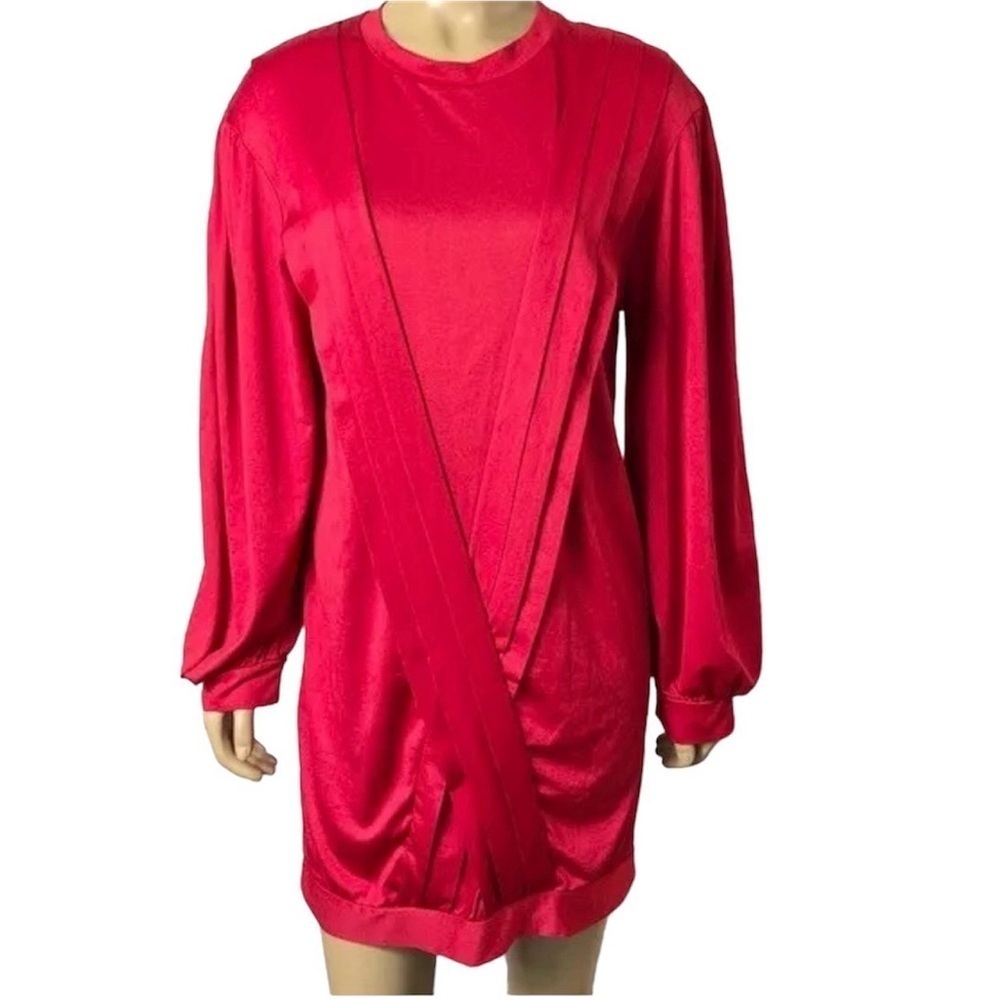 Zara Pleated Red Tunic/Dress size Small perfect for Holidays